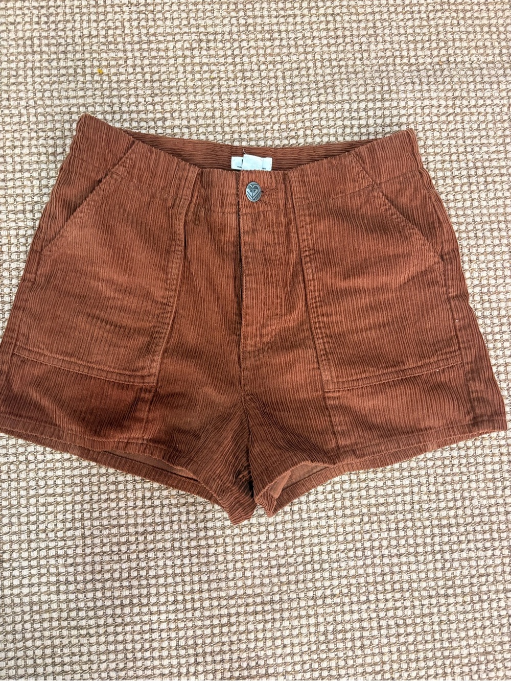 Roxy High-Waist Corduroy Shorts - Rust Brown